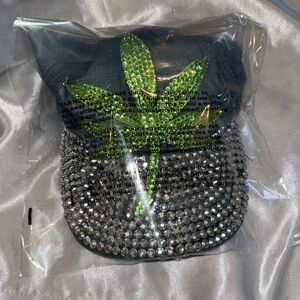 Lucky 7 - Rhinestone (Green/Silver) - Denim Cap -